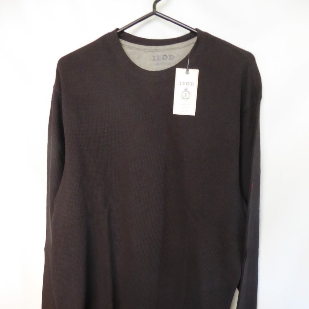 IZOD BRAND MENS BLACK LONG SLEEVE THERMAL (L) NEW WITH TAGS
